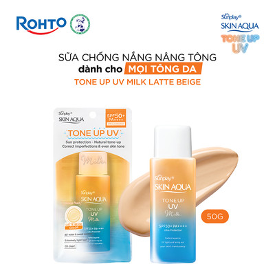 Kem chống nắng nâng tông mọi tông da dạng sữa Sunplay Skin Aqua Tone Up UV Milk Latte Beige SPF 50+ PA++++ 50g