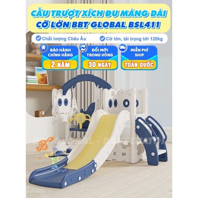 Cầu trượt xích đu BBT Global máng dài 2m cỡ lớn tải trọng 90kg BSL411