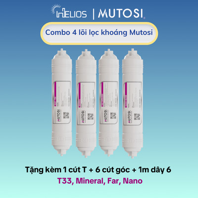 Combo 4 lõi lọc nước chức năng Mutosi 5678 - Lõi T33/GAC, Khoáng đá, Hồng ngoại xa, Nano bạc