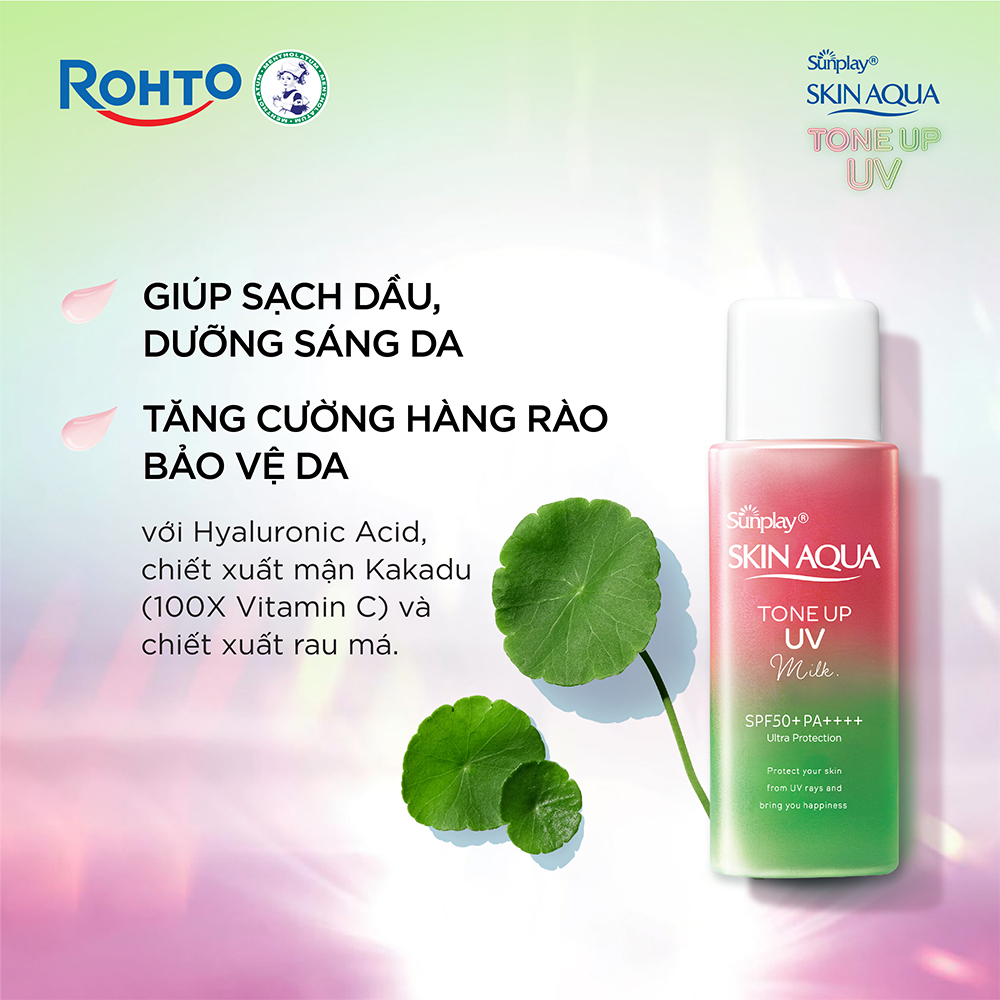 Kem chống nắng nâng tông da tái xanh dạng sữa Sunplay Skin Aqua Tone Up UV Milk Rose SPF 50+ PA++++ 50g