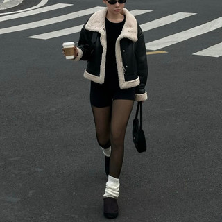 Áo khoác da lót lông - Faux shearling aviator mustang jacket (Hình ảnh thật shop chụp)