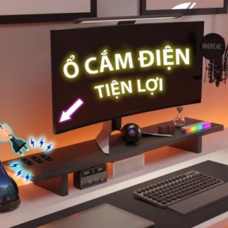 Kệ màn hình led TopV để máy tính có usb sạc không dây decor bàn pc trang trí bàn làm việc