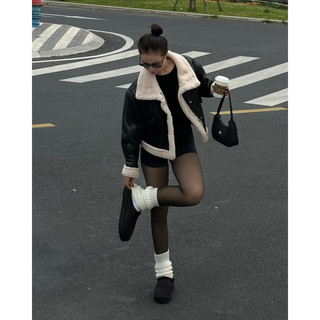 Áo khoác da lót lông - Faux shearling aviator mustang jacket (Hình ảnh thật shop chụp)