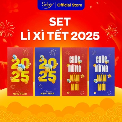 Set lì xì Tết Saby, Chất liệu giấy cao câp kích thước 19x10cm