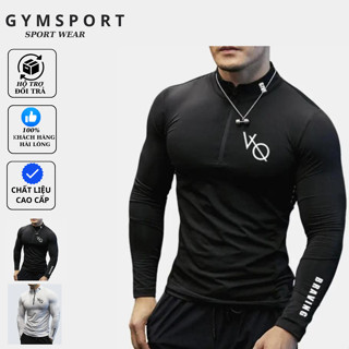 Áo Thun Tập Gym Nam CỔ TRỤ DÀI TAY Form Ôm Body Vải Thun Lạnh Thể Thao Co Dãn Tốt