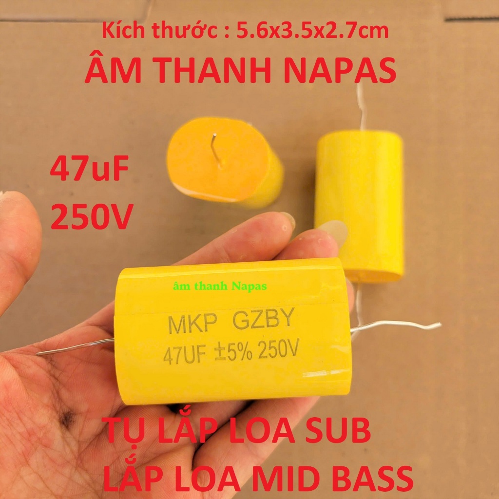 TỤ 47uF 250V VÀNG DẸT - TỤ LOA SUB - TỤ LOA SÚP - TỤ LOA MID BASS - TỤ LOA BASS