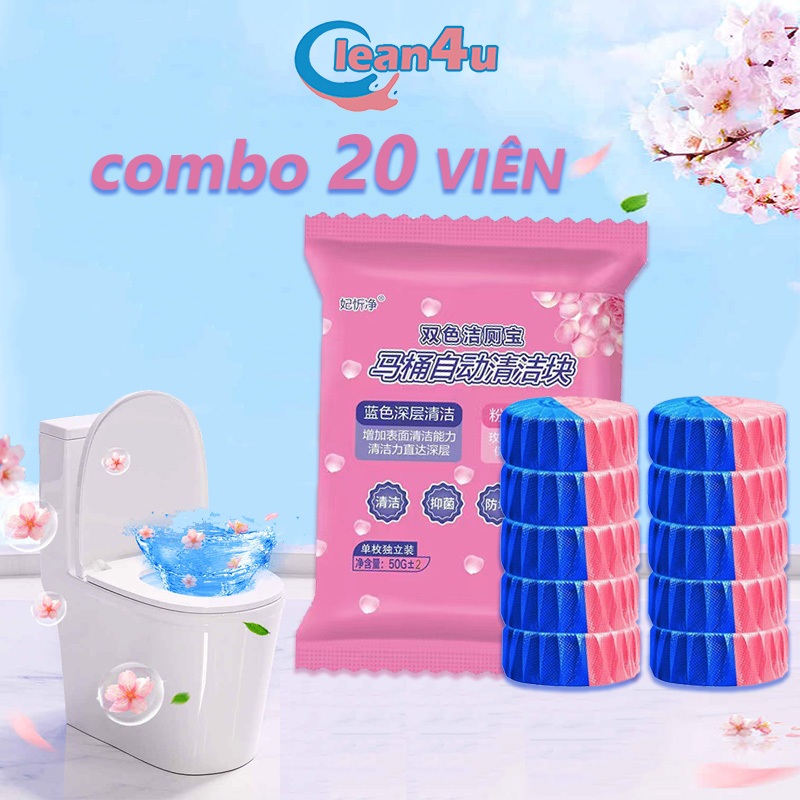 【20 Viên】viên thả bồn cầu 2in1 Viên Tẩy Bồn Cầu viên thả bồn cầu thơm viên xả bồn cầu