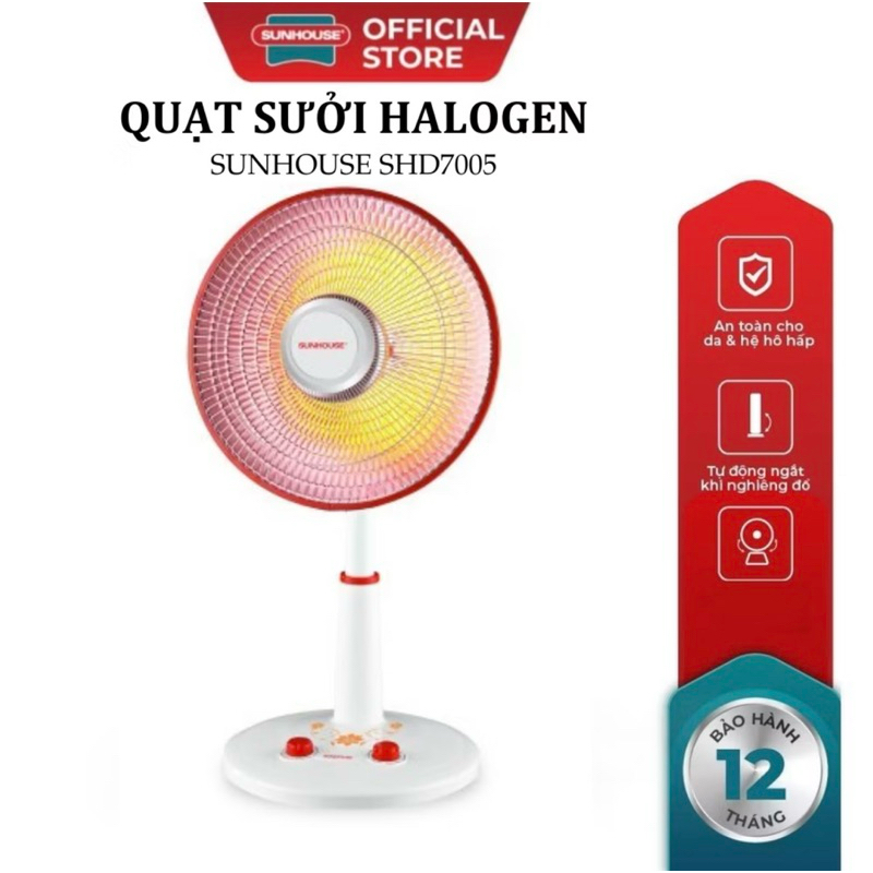 Quạt sưởi halogen Sunhouse SHD7005 công suất 800W diện tích sưởi 5-15m2