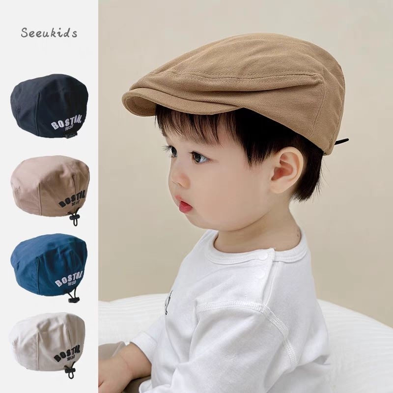 Mũ nồi beret cho bé - Mũ nón mỏ vịt chất vải kaki mềm thêu chữ cực xinh nhiều màu cho bé trai, bé gá