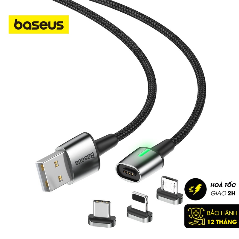 Cáp sạc từ tính Baseus Zinc Magnetic Cable Series 2 (Type C/ Micro/ I.P , Sync Data & Quick Charge 3.0, New Model)