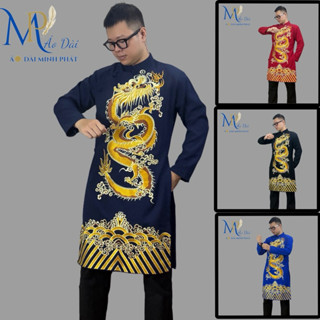 Áo Dài Cách Tân Nam Vải tuyết mưa Vintec cap cấp, Thêu Rồng vàng MPT1004