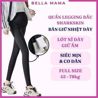  Quần legging bầu giữ nhiệt Sharkskin chất liệu moda lót nỉ dày dày siêu co dãn thoải mái quần đáp bụng cho mẹ bầu Q29 