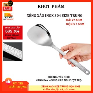 Xẻng xào inox KHỞI PHẠM-XGC đúc nguyên khối xẻng chiên xào nhỏ gọn 27.5cm cao cấp sang trọng,sạn xào