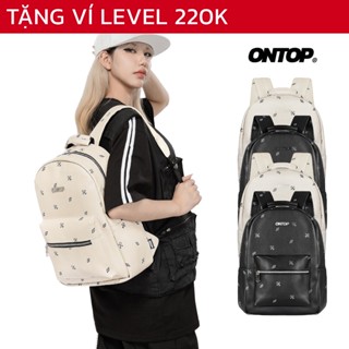 Balo da nữ họa tiết đi học ONTOP đựng vừa laptop 14.3inches màu đen, kem monogram local brand Level | O-P10&O-P15&O-P70