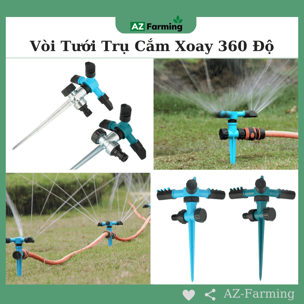 Vòi Tưới Tự Động Trụ Cắm Xoay 360 Độ - AZ Farming