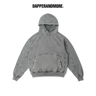  Áo Hoodie Wash DAPPERANDMORE Panelled Hoodie Washed Phối Line Rã May Thêu Logo 450GSM - Grey 