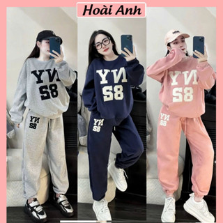 Set Bộ Đồ Nỉ Bông In NY S8 Áo Thụng Dài Tay Mix Quần Dài Boom Gấu HOT 2024