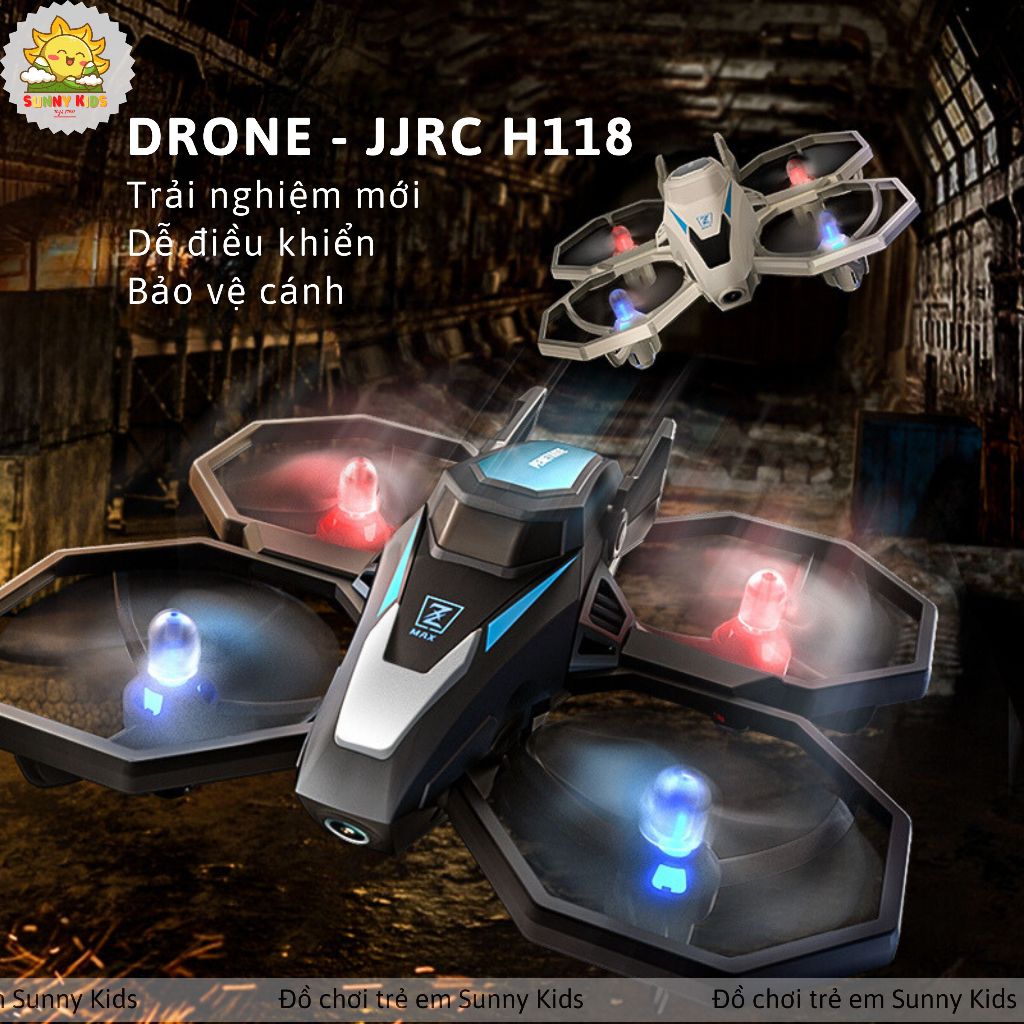 Drone Mini JJRC H118, Máy bay đồ chơi điều khiển từ xa ổn định, an toàn, kích thước gọn, đèn Led nhi