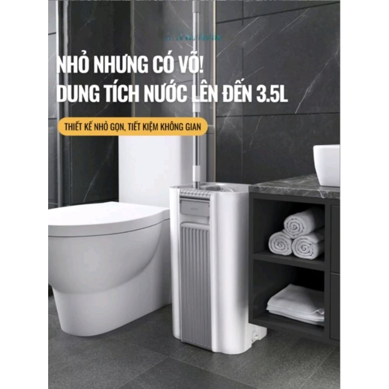 Bộ cây lau nhà Cvl-TechHome C09, thùng lau nhà 2 ngăn tự vắt thông minh, chổi lau nhà 360 độ, 2 ngăn