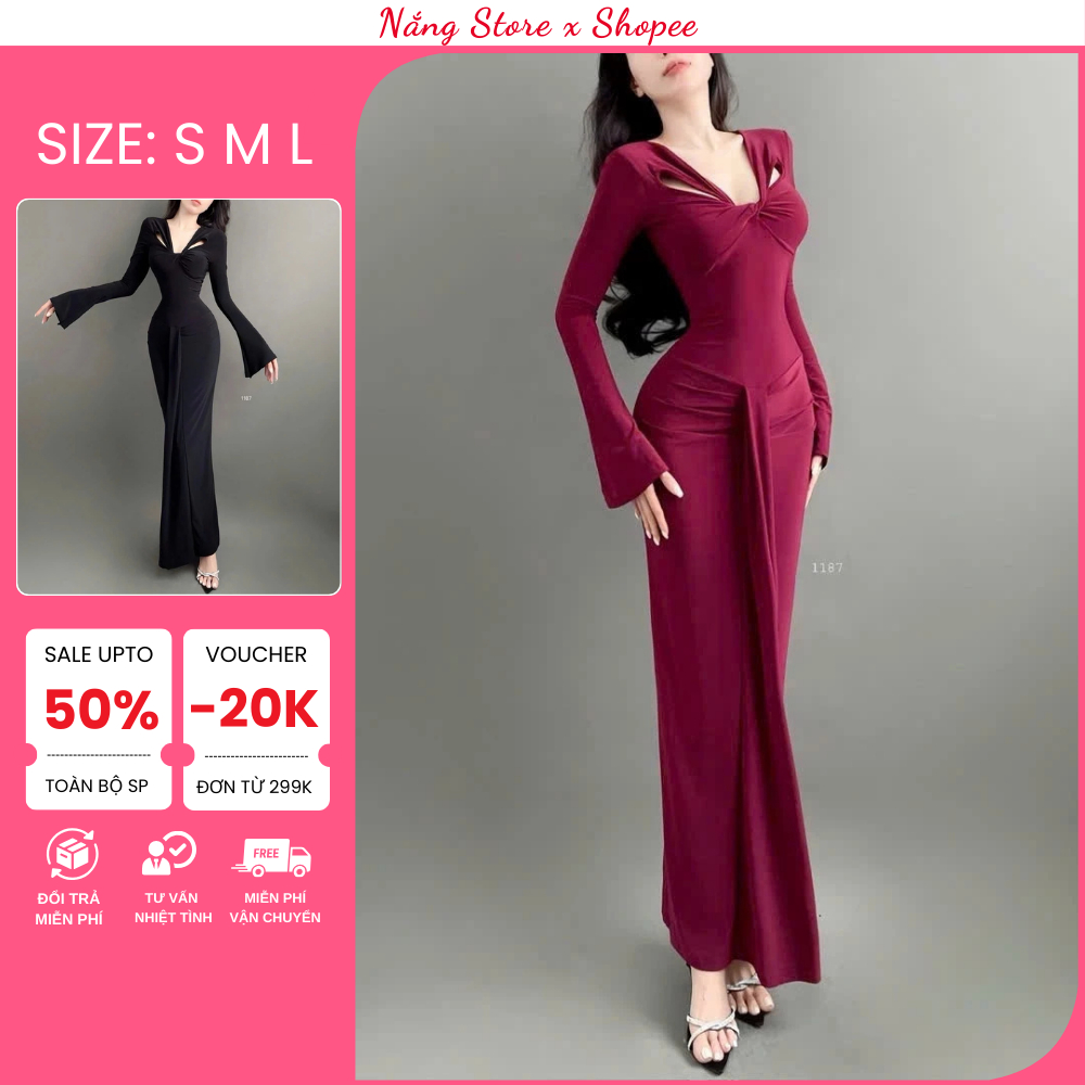 Đầm Body Maxi Nữ Đi Tiệc Tay Loa