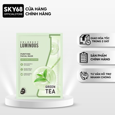 Mặt Nạ Trà Xanh Hỗ Trợ Dịu Da, Giảm Mụn Colorkey Luminous Purifying Facial Mask 25ml - GREEN TEA