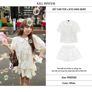 [ĐƯỢC TÁCH LẺ] Set Áo Babydoll cổ ren buộc nơ Yuri + Chân váy ngắn phối nơ Kyo - Killsystem