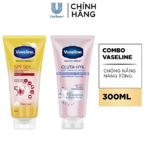 Combo Dưỡng Thể Vaseline Chống Nắng & Dưỡng Sáng 300mlx2 | BigBuy360 - bigbuy360.vn