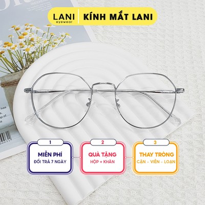 Gọng kính cận nam nữ LANI đa giác kim loại mạnh nhẹ 29115 -  Lắp mắt cận có độ theo yêu cầu