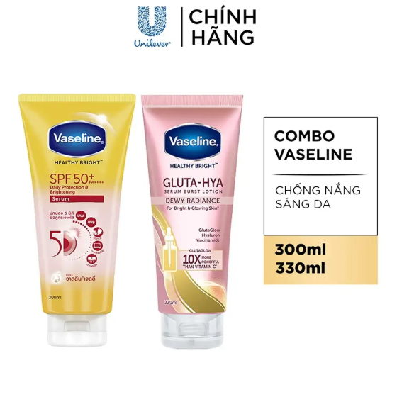Combo Dưỡng Thể Vaseline Chống Nắng & Dưỡng Sáng 300mlx2 | BigBuy360 - bigbuy360.vn