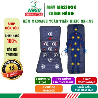 Nệm massage toàn thân hồng ngoại cao cấp Nikio NK-153 - Thảm massage rung từ cổ đến chân toàn diện