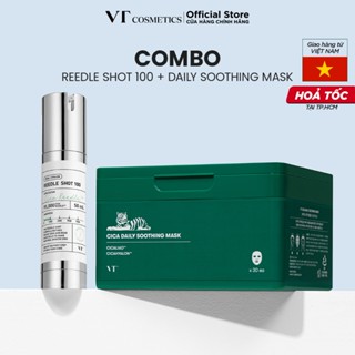 [Combo] Tinh chất Vi kim VT REEDLE SHOT 100 & Hộp mặt nạ dưỡng da VT CICA DAILY SOOTHING MASK (30 miếng)