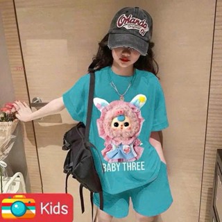 [16-52kg] Bộ quần áo cotton mềm mịn mát, đồ bộ in hình BABY THREE cho bé gái mùa hè