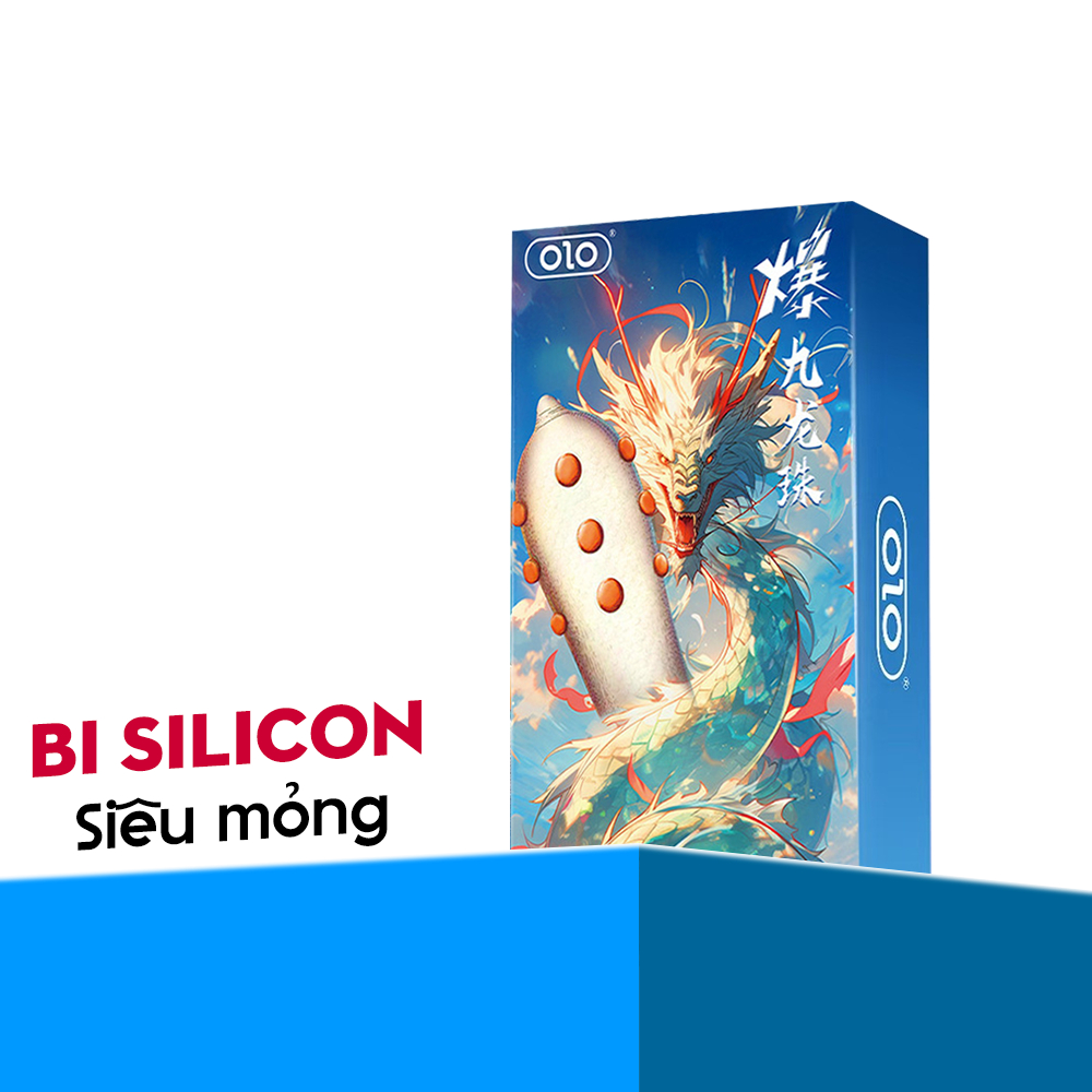 Bao Cao Su OLo Rồng 9 Bi Dọc Thân (Hộp 1C Trơn + 1 Cái 9 Bi) - Bcs Gân Gai, Siêu Mỏng 0.03mm