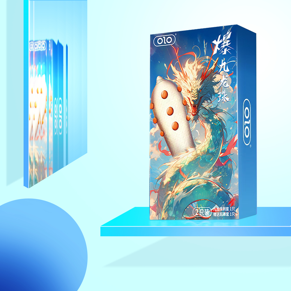 Bao Cao Su OLo Rồng 9 Bi Dọc Thân (Hộp 1C Trơn + 1 Cái 9 Bi) - Bcs Gân Gai, Siêu Mỏng 0.03mm