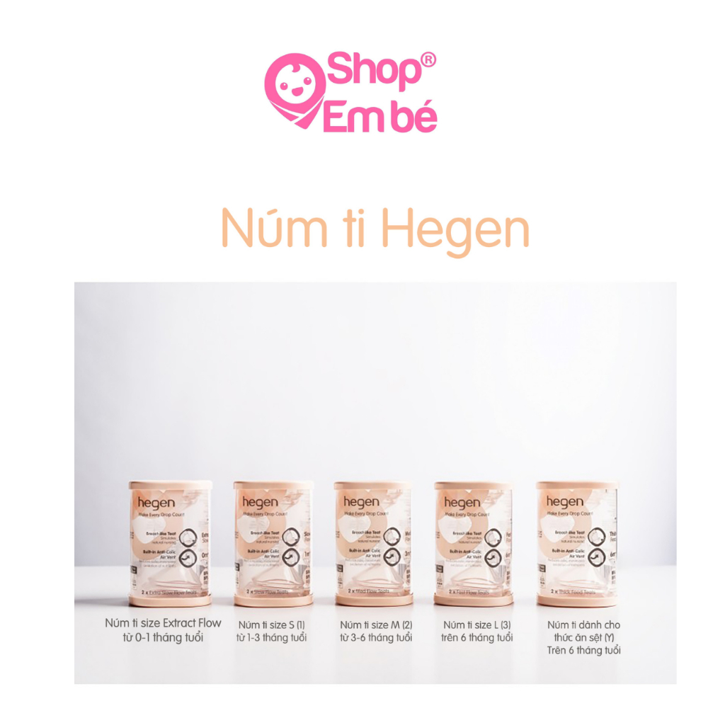 Núm ti bình sữa Hegen cam kết chính hãng