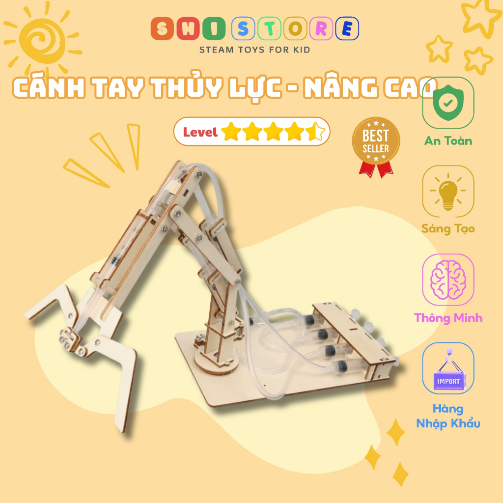 Đồ Chơi Stem, Cánh Tay Robot Thủy Lực, Đồ Chơi Thông Minh, Đồ Chơi Stem  - Shi Stem