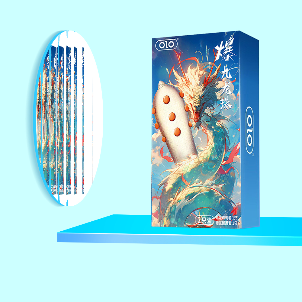 Bao Cao Su OLo Rồng 9 Bi Dọc Thân (Hộp 1C Trơn + 1 Cái 9 Bi) - Bcs Gân Gai, Siêu Mỏng 0.03mm