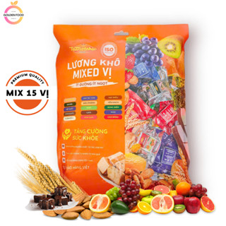 1 KG Lương khô MIX 15 VỊ - Lương khô Mini Tân Việt Nhật mix 15 vị hạt dinh dưỡng, trái cây tươi