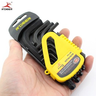 Bộ lục giác đầu bi 10 món ngắn r’deer rtl-309, bộ khóa lục giác bi thép cứng cao cấp cr-v cao cấp xử lý đen bề mặt