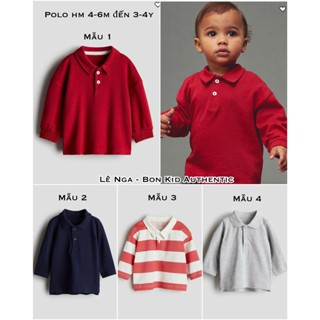 Áo polo / thun cotton dài tay bé trai HM US/JP chính hãng sz 4-6m đến 3-4y