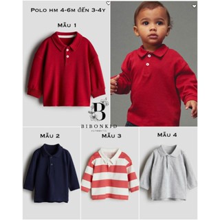 [BibonKid] Áo polo / thun cotton dài tay bé trai HM US/JP 4-6m đến 3-4y