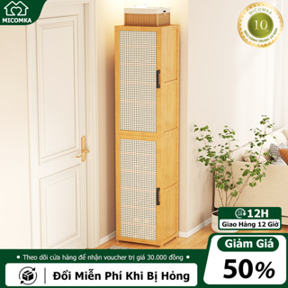 MIC Tủ giày Cửa mây tre đan Tủ giày hiện đại có cửa thoáng khí làm từ tre tự nhiên chống bụi và chống nước