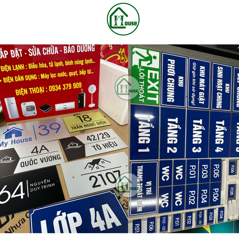 Biển theo yêu cầu, In UV, Cắt logo, biển số nhà, văn phòng theo yêu cầu lên Alu, Mica, Fomex....biển