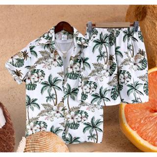 Bộ quần áo hoa quả đi biển nhóm building kate thái đồ đôi nam nữ thể thao - kings1 sport