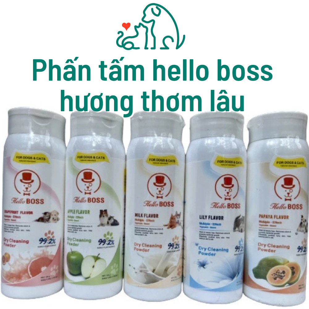 Phấn tắm khô Hello Boss khử mùi hôi chó mèo - Bivido