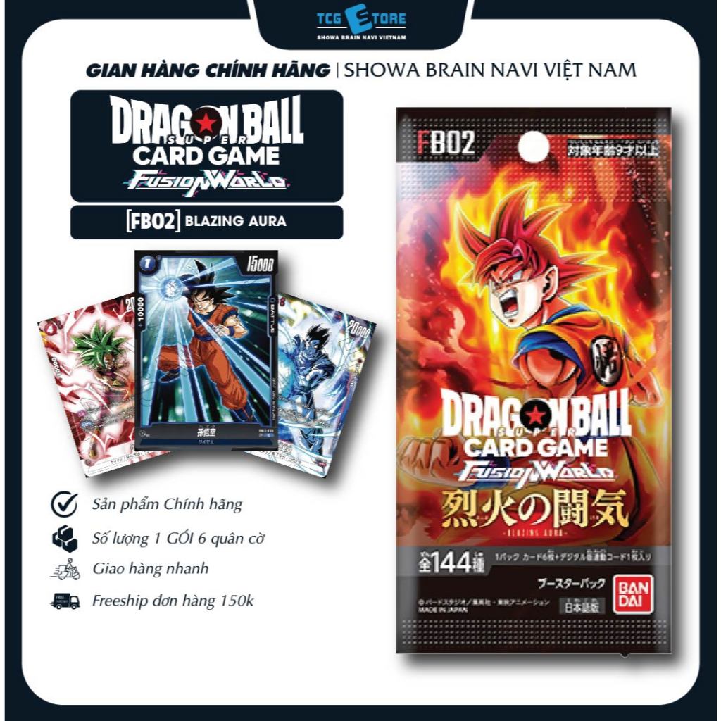 Thẻ Dragon Ball Fusion World card game, Booster FB02 Blazing Aura SL 1 gói/6 thẻ