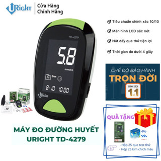 Bộ Máy đo đường huyết Uright TD - 4279 . { Tặng kèm 25 que test thử + 25 kim chích máu }