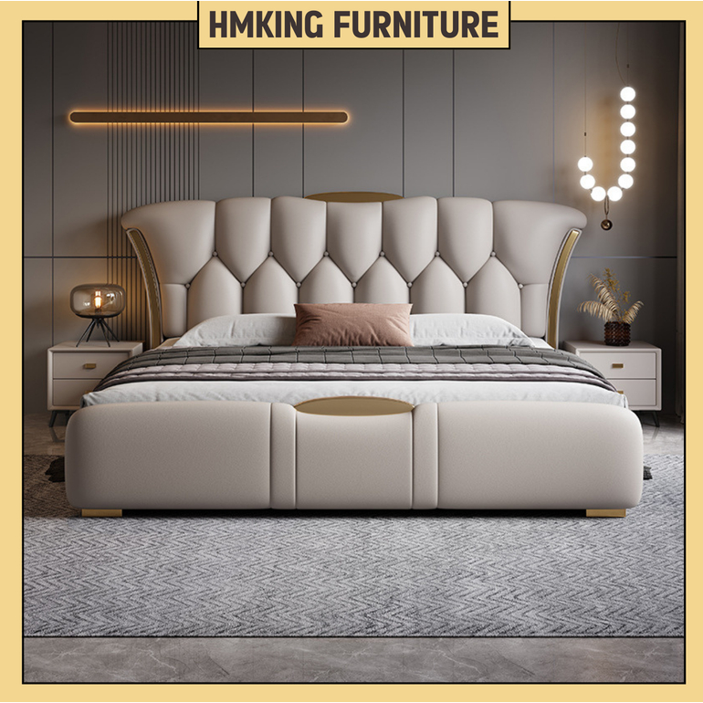 Giường ngủ HMKing Furniture bọc da cao cấp sang trọng đẳng cấp kích thước 1m6x2m 1m8x2m
