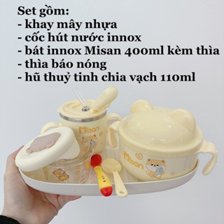 Set ăn dặm MISAN khay bát thìa cốc cho bé ăn dặm