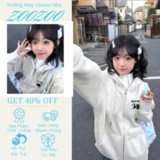 Áo hoodie zip MÈO TOJGOIG nam nữ unisex màu xám tiêu form rộng mũ to 2 lớp chất nỉ bông/ nỉ ép Hàn Top Women Hoodie
